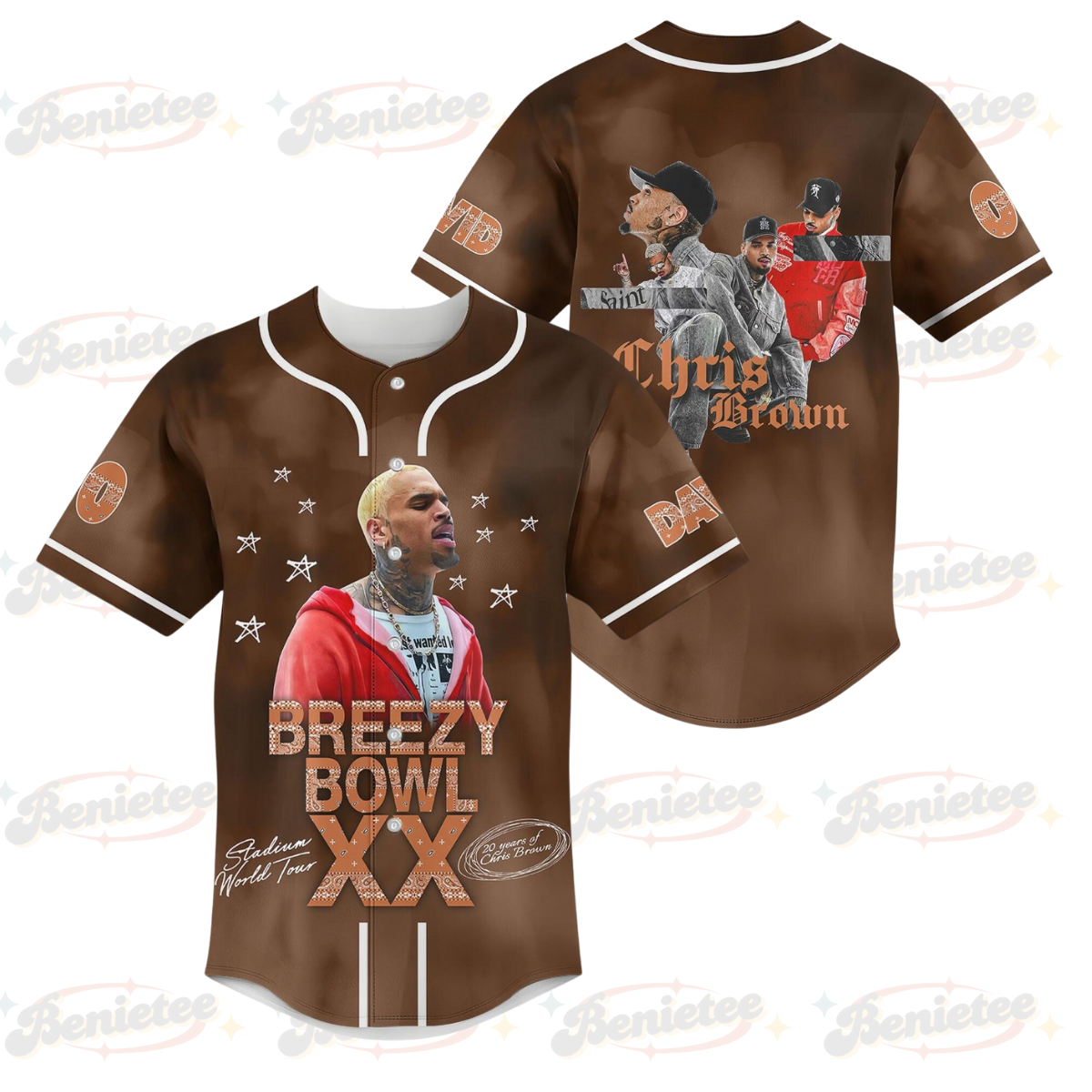 Custom Chris Brown Breezy Bowl Baseball Jersey, Breezy Bowl Music Tour 2025 Baseball Jersey