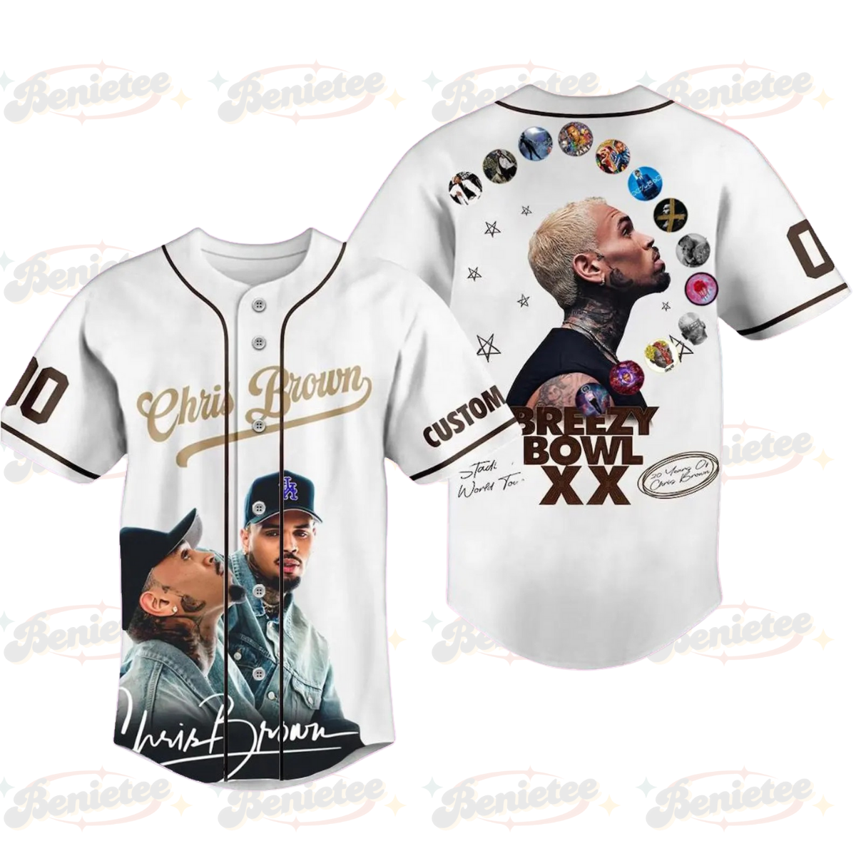 Pesonalized Chris Brown Baseball Jersey, Breezy Bowl XX Tour 2025 Baseball Jersey
