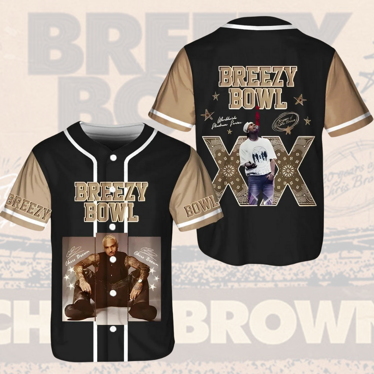 Chris Brown Tour Baseball Jersey, Breezy Bowl XX Tour 2025 Baseball Jersey - Image 3