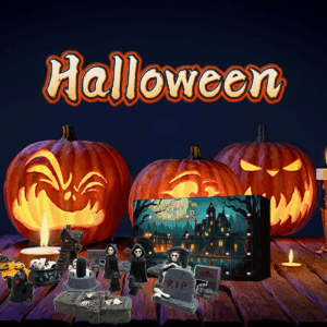 Halloween 3D Resin Decorative Countdown Blind-box 24 Pieces 3D Spooky Figures Countdown Calendar for Living Room Shelf Gifts