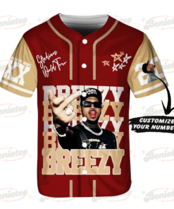 Alternative view of Custom Number Chris Brown Tour Baseball Jersey, Breezy Bowl XX Music Tour 2025 Baseball Jersey