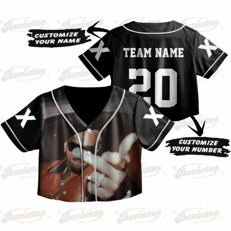 Alternative view of Personalized Chris Brown Croptop Baseball Jersey, Chris Brown Fans, Summer 2025 Breezy Bowl XX