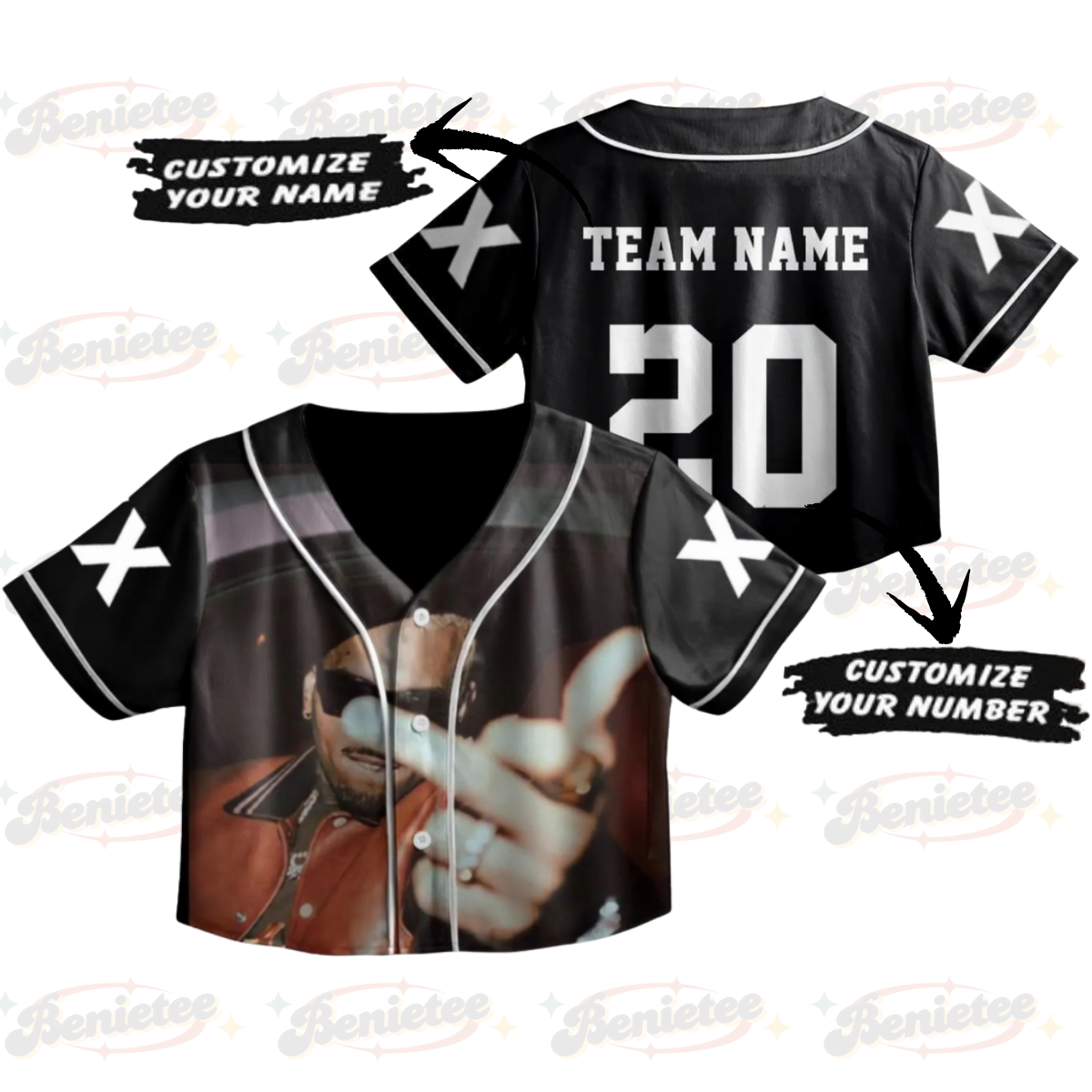 Personalized Chris Brown Croptop Baseball Jersey, Chris Brown Fans, Summer 2025 Breezy Bowl XX - Image 2