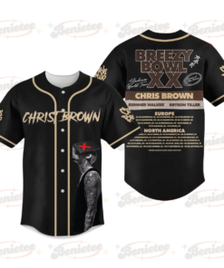 Chris Brown Baseball Jersey, Breezy Bowl XX Music Tour 2025 Baseball Jersey