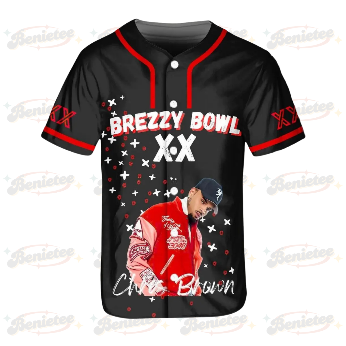 Chris Brown Tour Baseball Jersey, Breezy Bowl XX Tour 2025 Baseball Jersey - Image 2