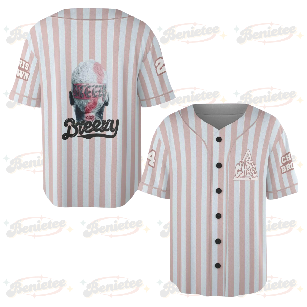 Custom Number Chris Brown Baseball Jersey, Breezy Bowl XX Tour 2025 Baseball Jersey