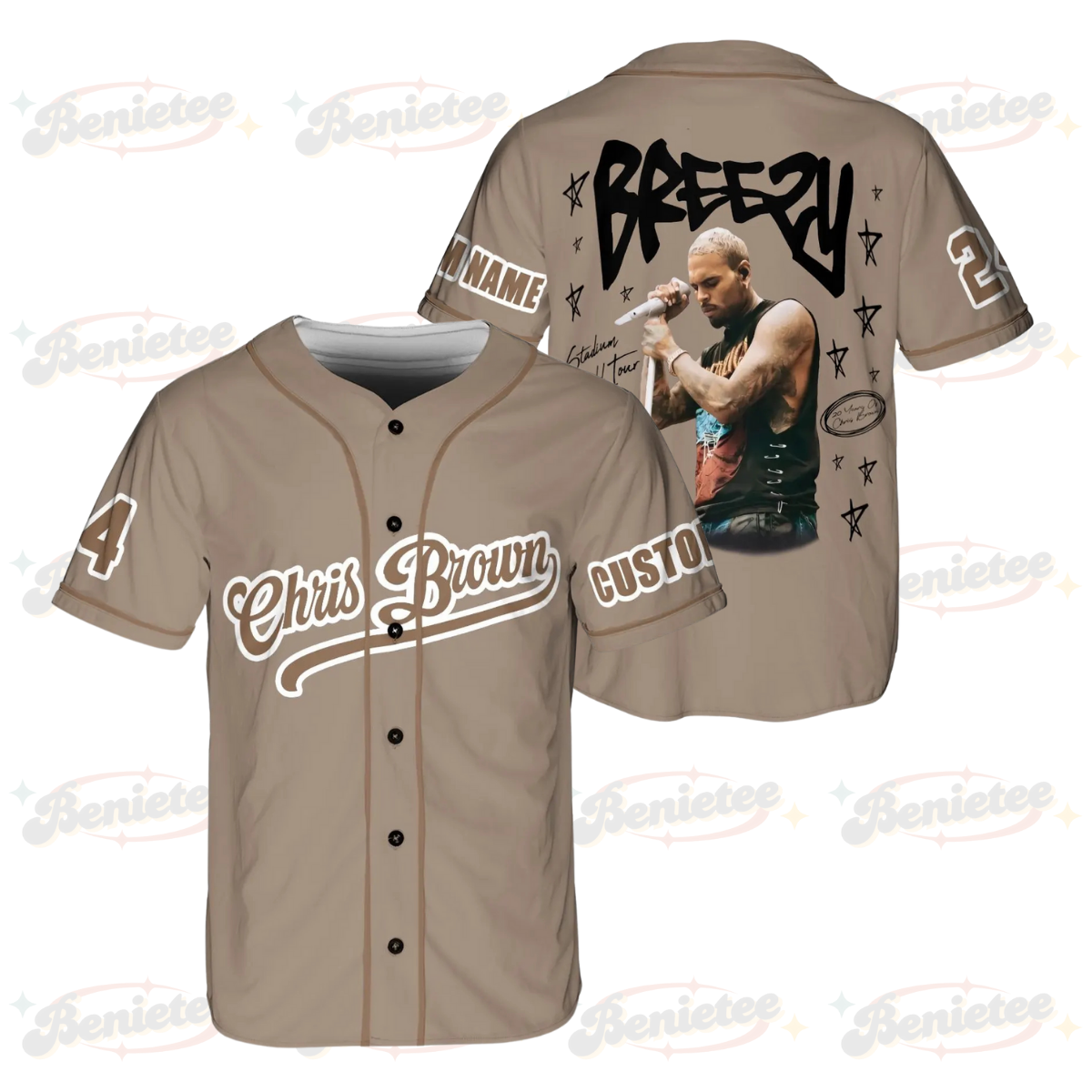 Personalized Chris Brown Tour Baseball Jersey, Breezy Bowl XX Music Concert Tour 2025 Baseball Jersey
