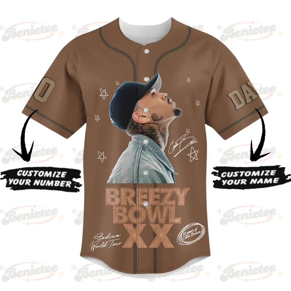 Personalized Chris Brown Tour Jersey, Chris Brown Breezy Bowl Baseball Jersey, Breezy Bowl XX 2025 Shirt - Image 2
