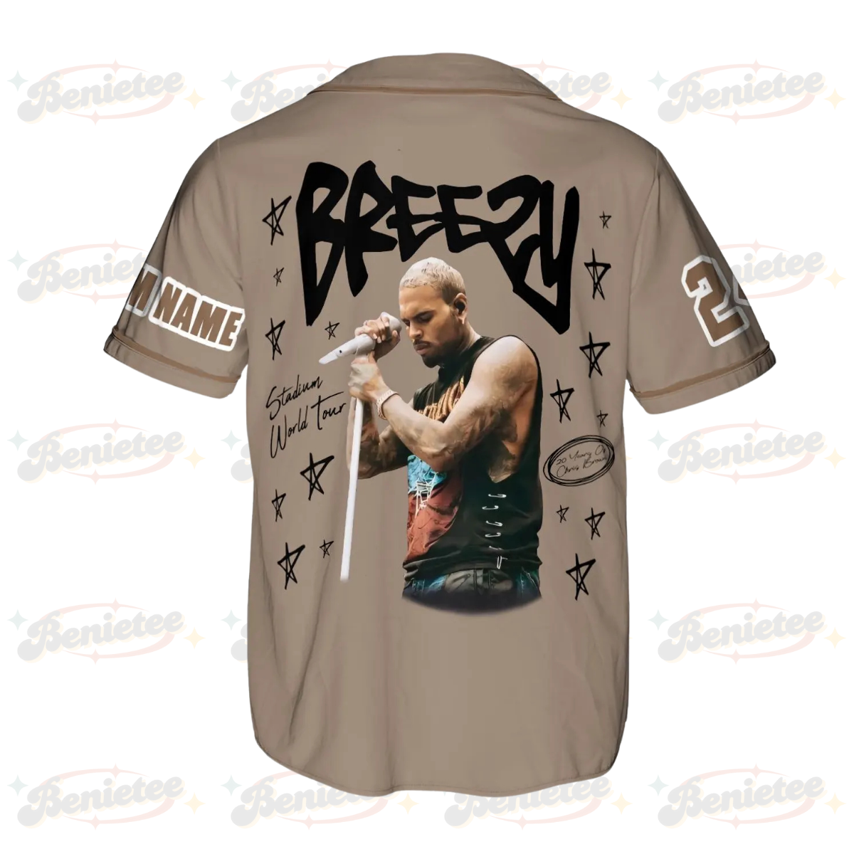 Personalized Chris Brown Tour Baseball Jersey, Breezy Bowl XX Music Concert Tour 2025 Baseball Jersey - Image 3