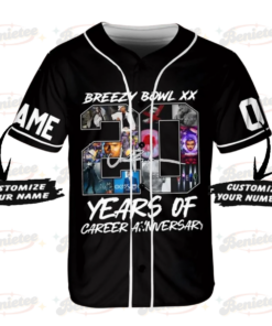 Alternative view of Custom Chris Brown Tour Baseball Jersey, Breezy Bowl XX Tour 2025 Baseball Jersey