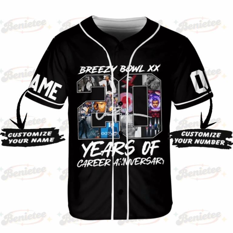 Alternative view of Custom Chris Brown Tour Baseball Jersey, Breezy Bowl XX Tour 2025 Baseball Jersey