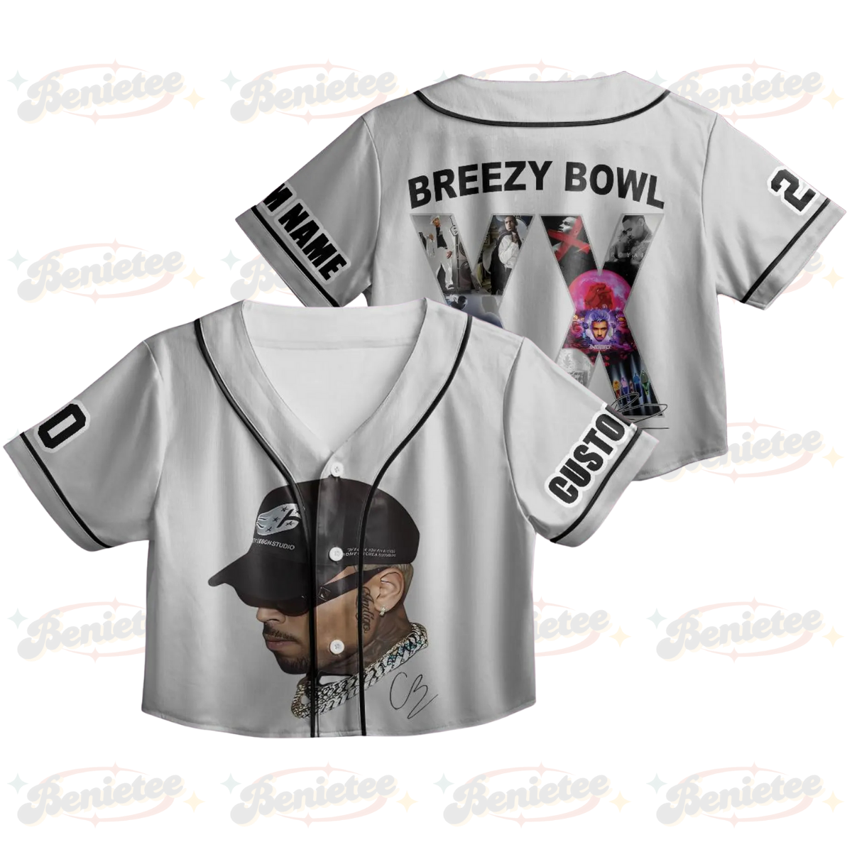 Personalized Chris Brown CropTop Baseball Jersey, Breezy Bowl XX 2025 CropTop Baseball Jersey