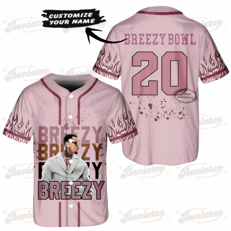 Alternative view of Custom Chris Brown Tour Baseball Jersey, Breezy Bowl XX Music Tour 2025 Baseball Jersey For Fans