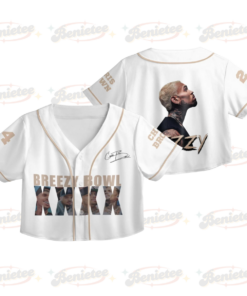 Custom Chris Brown CropTop Baseball Jersey, Breezy Bowl XX Music Tour 2025 CropTop Baseball Jersey