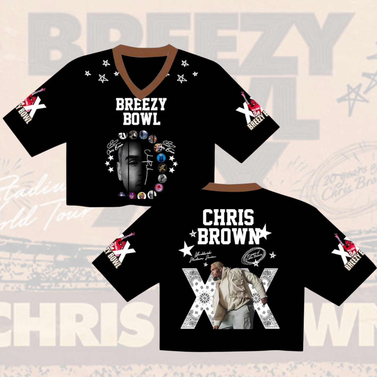 Chris Brown Croptop Mesh Football, Breezy Bowl Tour 2025 Croptop Mesh Football - Image 2