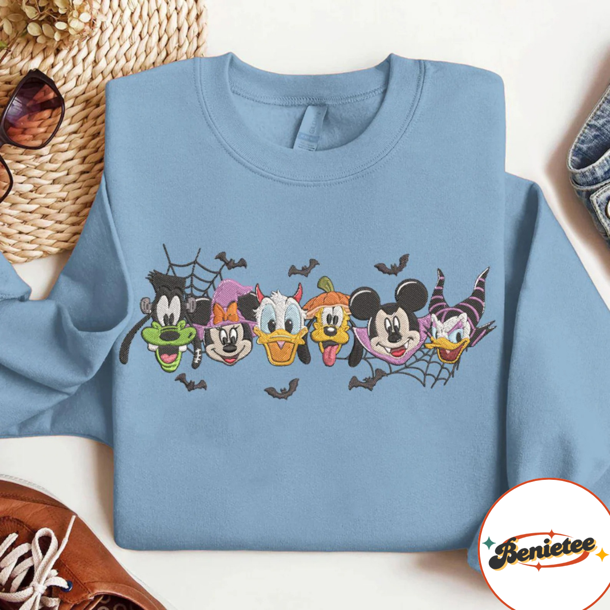 Embroidered Mickey & Friends Halloween Sweatshirt, Disneyland Disneyworld Halloween Embroidery Shirt - Image 3