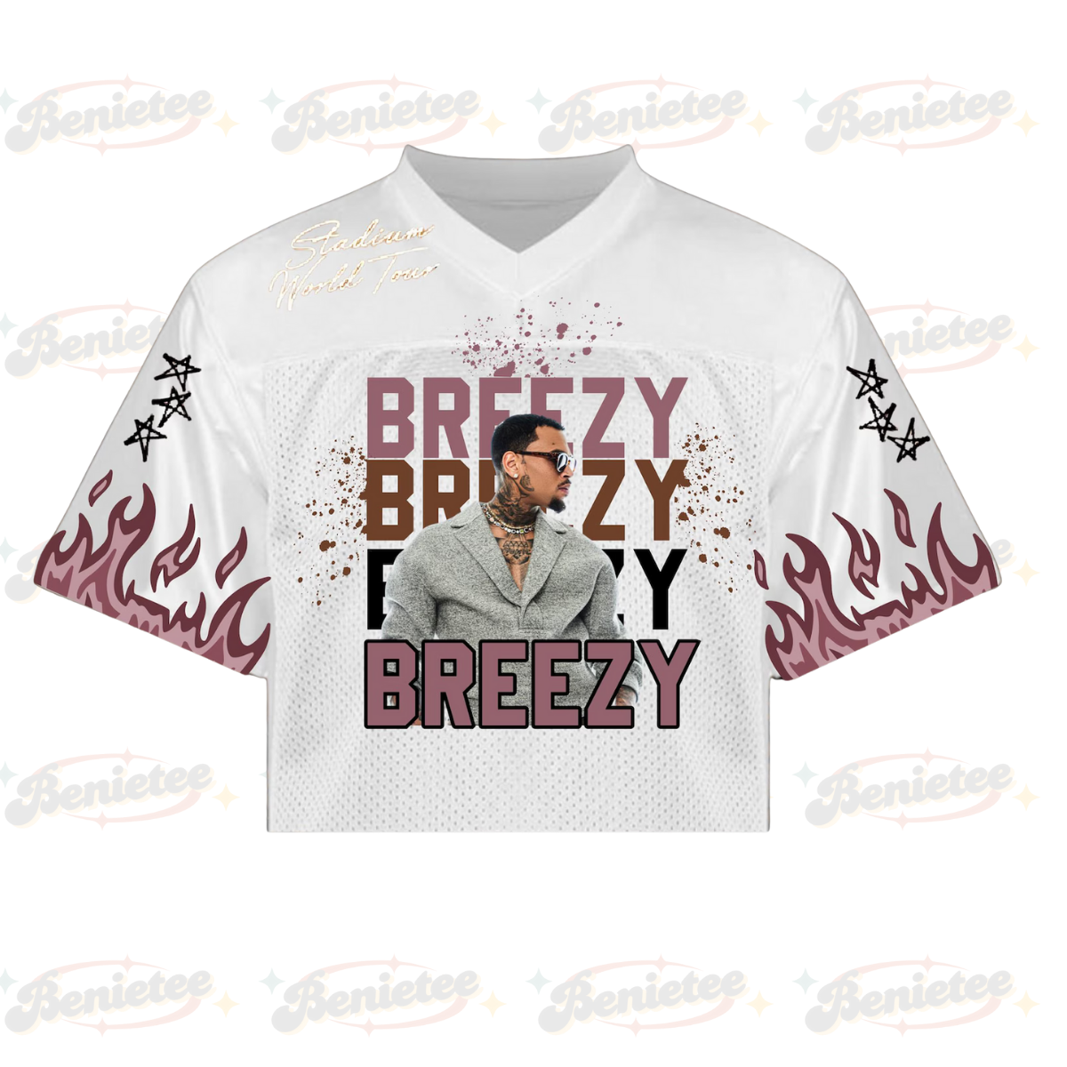 Custom Chris Brown Croptop Mesh Football, Breezy Bowl Tour 2025 Croptop Mesh Football - Image 3