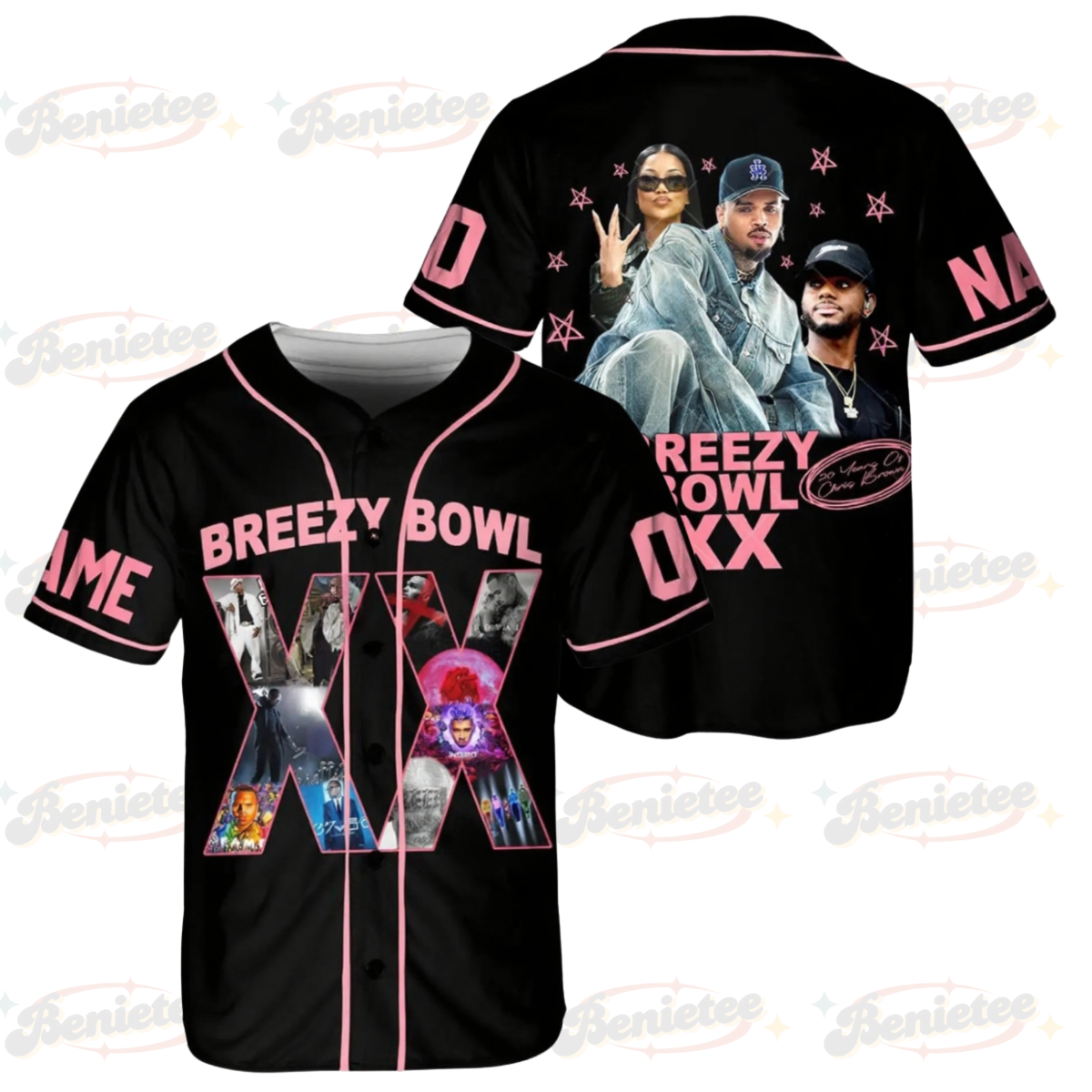 Custom Chris Brown Tour Baseball Jersey, Breezy Bowl XX Tour 2025 Baseball Jersey