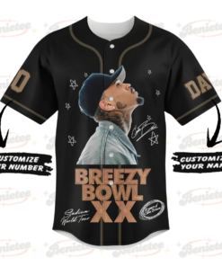 Alternative view of Personalized Chris Brown Tour 2025 Baseball Jersey, Chris Brown Breezy Bowl Baseball Jersey
