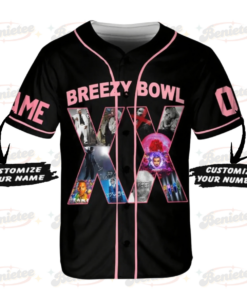 Alternative view of Custom Chris Brown Tour Baseball Jersey, Breezy Bowl XX Tour 2025 Baseball Jersey