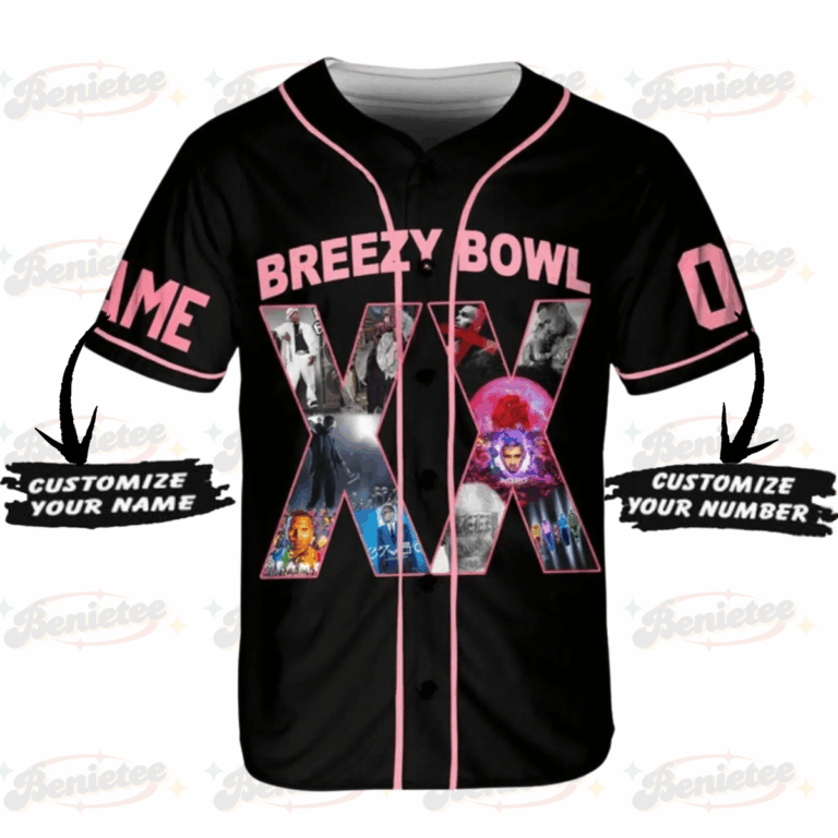 Alternative view of Custom Chris Brown Tour Baseball Jersey, Breezy Bowl XX Tour 2025 Baseball Jersey