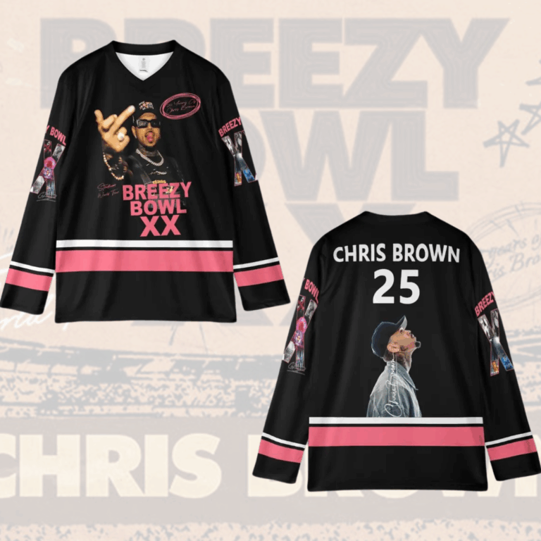 Alternative view of Chris Brown Breezy Bowl XX Tour 2025 Hockey Jersey, Breezy Bowl Jersey, Chris Brown Hockey