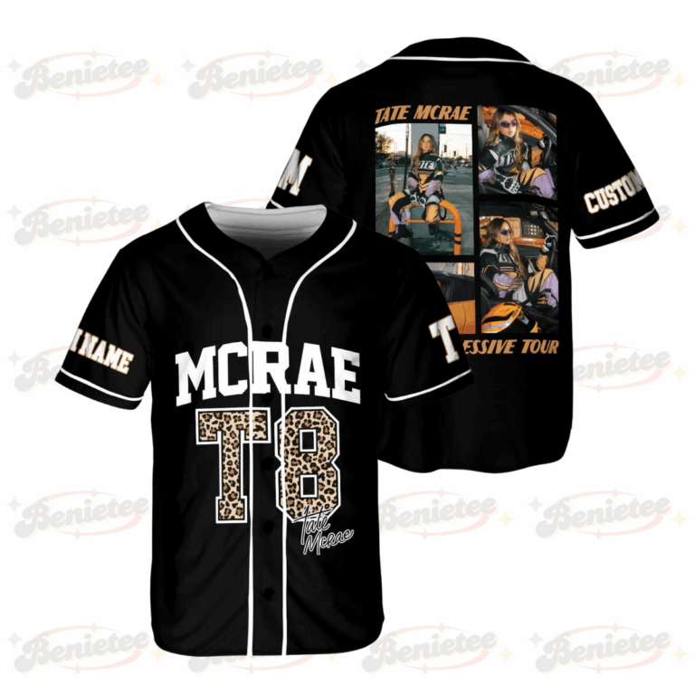 Customized Miss Possessive Tour 2025 McRae Baseball Jersey, T8 Leopard Baseball Jersey, Tate McRae Tour Outfit