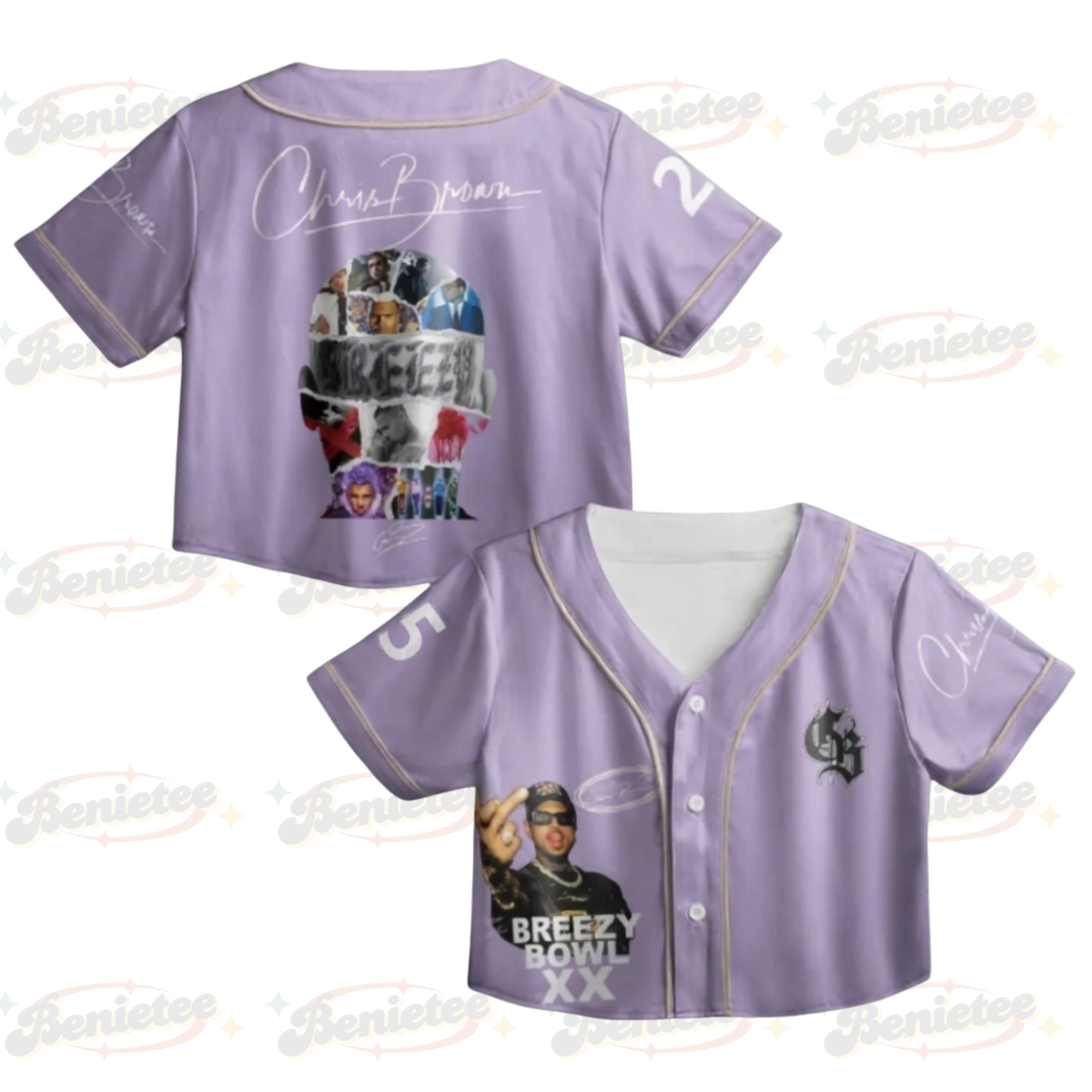Custom Chris Brown Croptop Baseball Jersey, Chris Brown Fans, Summer 2025 Breezy Bowl XX
