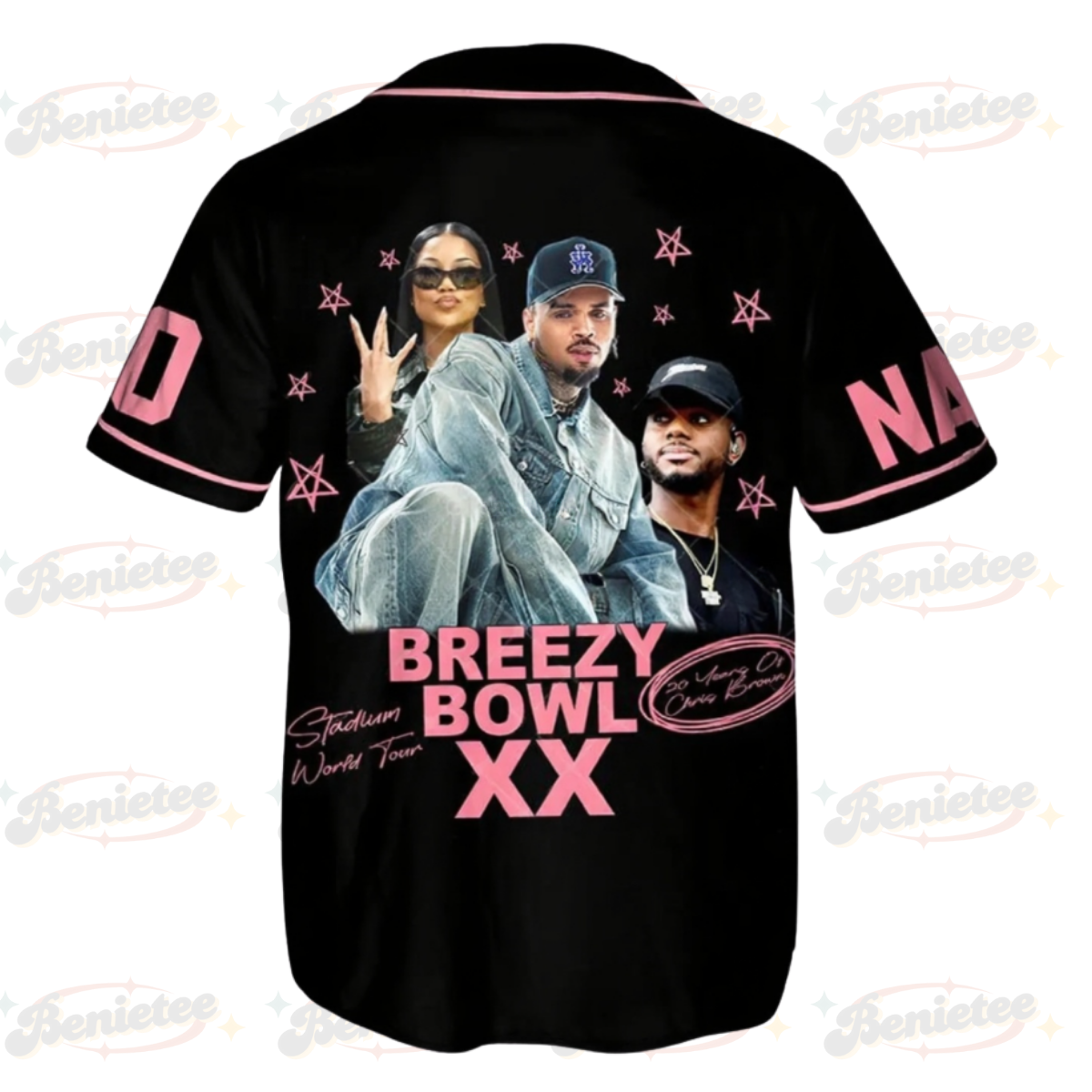 Custom Chris Brown Tour Baseball Jersey, Breezy Bowl XX Tour 2025 Baseball Jersey - Image 3
