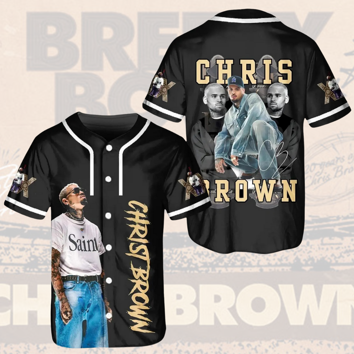 Chris Brown Breezy Bowl XX Baseball Jersey, Breezy Bowl XX Music Tour 2025 Baseball Jersey - Image 3