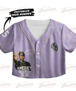 Alternative view of Custom Chris Brown Croptop Baseball Jersey, Chris Brown Fans, Summer 2025 Breezy Bowl XX