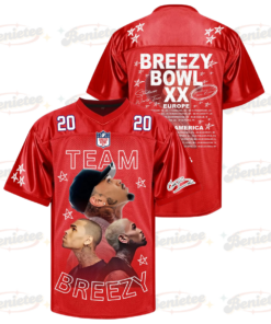 Custom Chris Brown Breezy Bowl Football Jersey, Breezy Bowl XX Tour 2025 Football Jersey, Team Breezy XX Fan Jersey