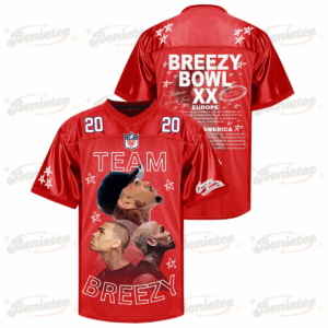 Custom Chris Brown Breezy Bowl Football Jersey, Breezy Bowl XX Tour 2025 Football Jersey, Team Breezy XX Fan Jersey