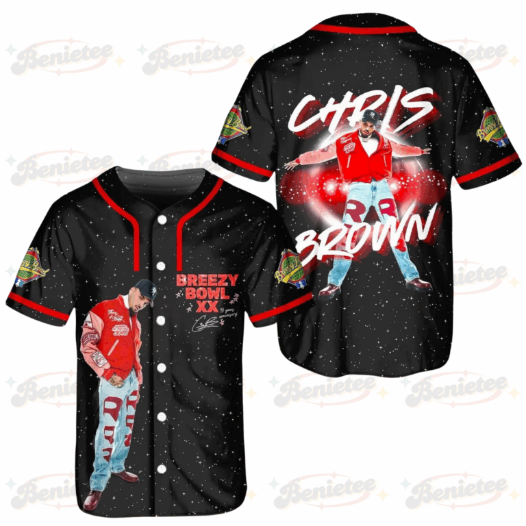 Chris Brown Tour Baseball Jersey, Breezy Bowl XX Tour 2025 Baseball Jersey