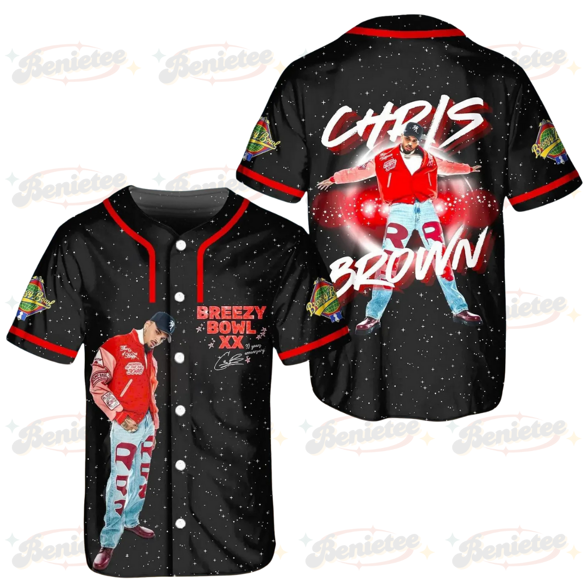 Chris Brown Tour Baseball Jersey, Breezy Bowl XX Tour 2025 Baseball Jersey