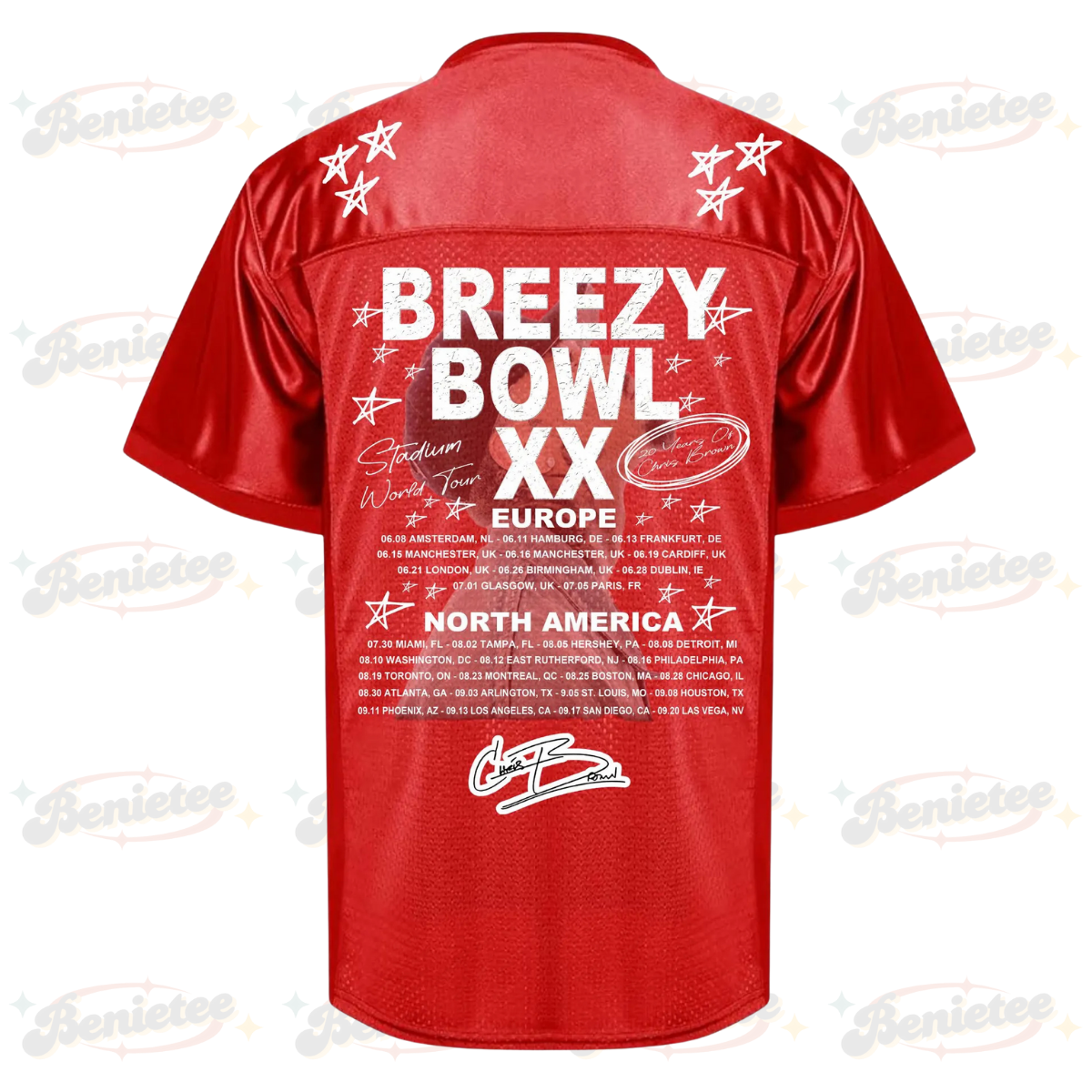 Custom Chris Brown Breezy Bowl Football Jersey, Breezy Bowl XX Tour 2025 Football Jersey, Team Breezy XX Fan Jersey - Image 3