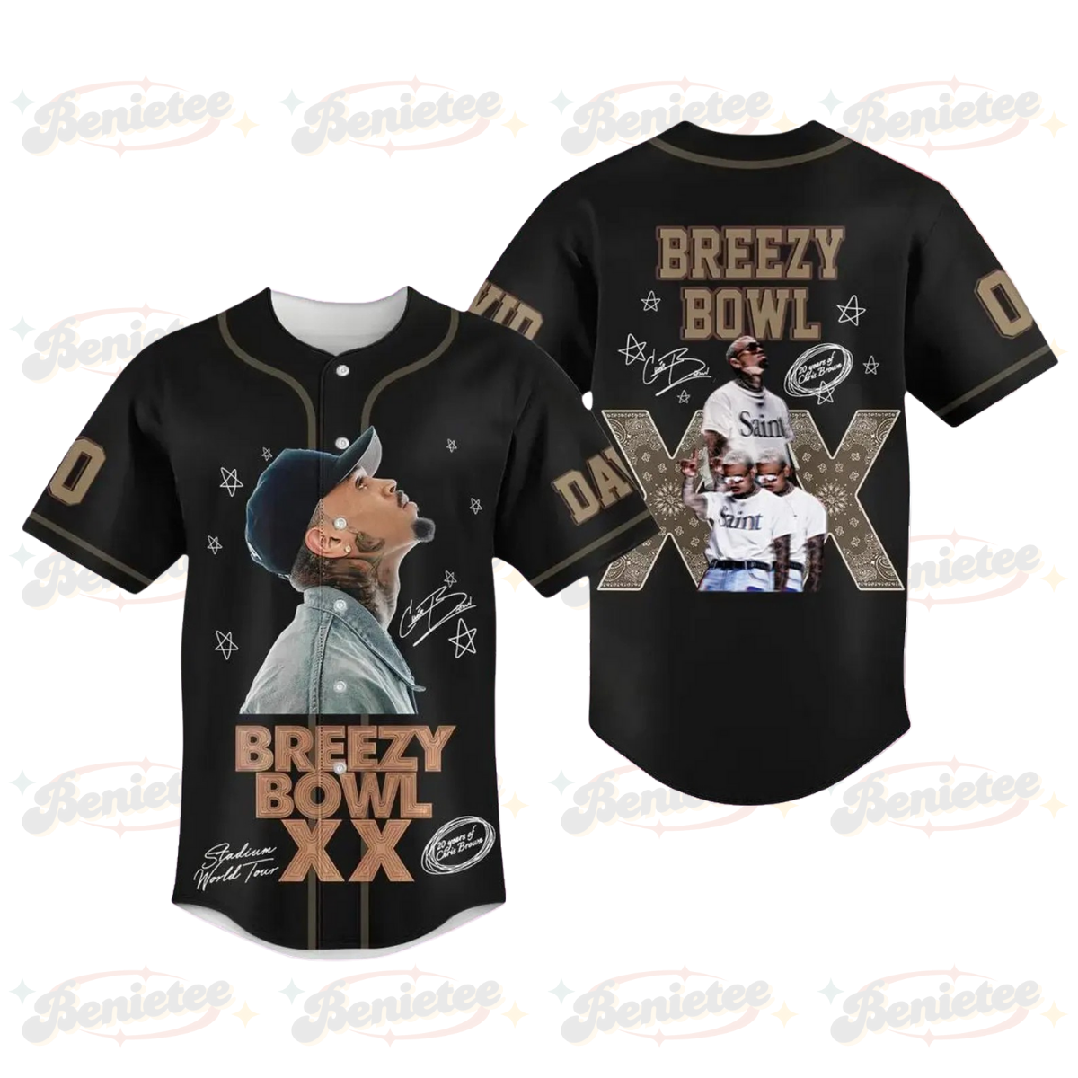 Custom Chris Brown Tour Baseball Jersey, Breezy Bowl XX Tour 2025 Baseball Jersey