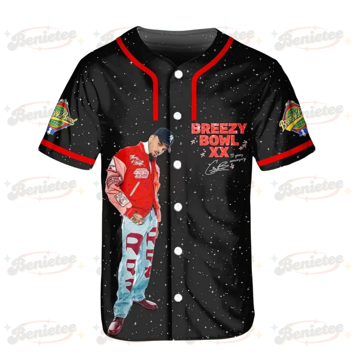 Chris Brown Tour Baseball Jersey, Breezy Bowl XX Tour 2025 Baseball Jersey - Image 2
