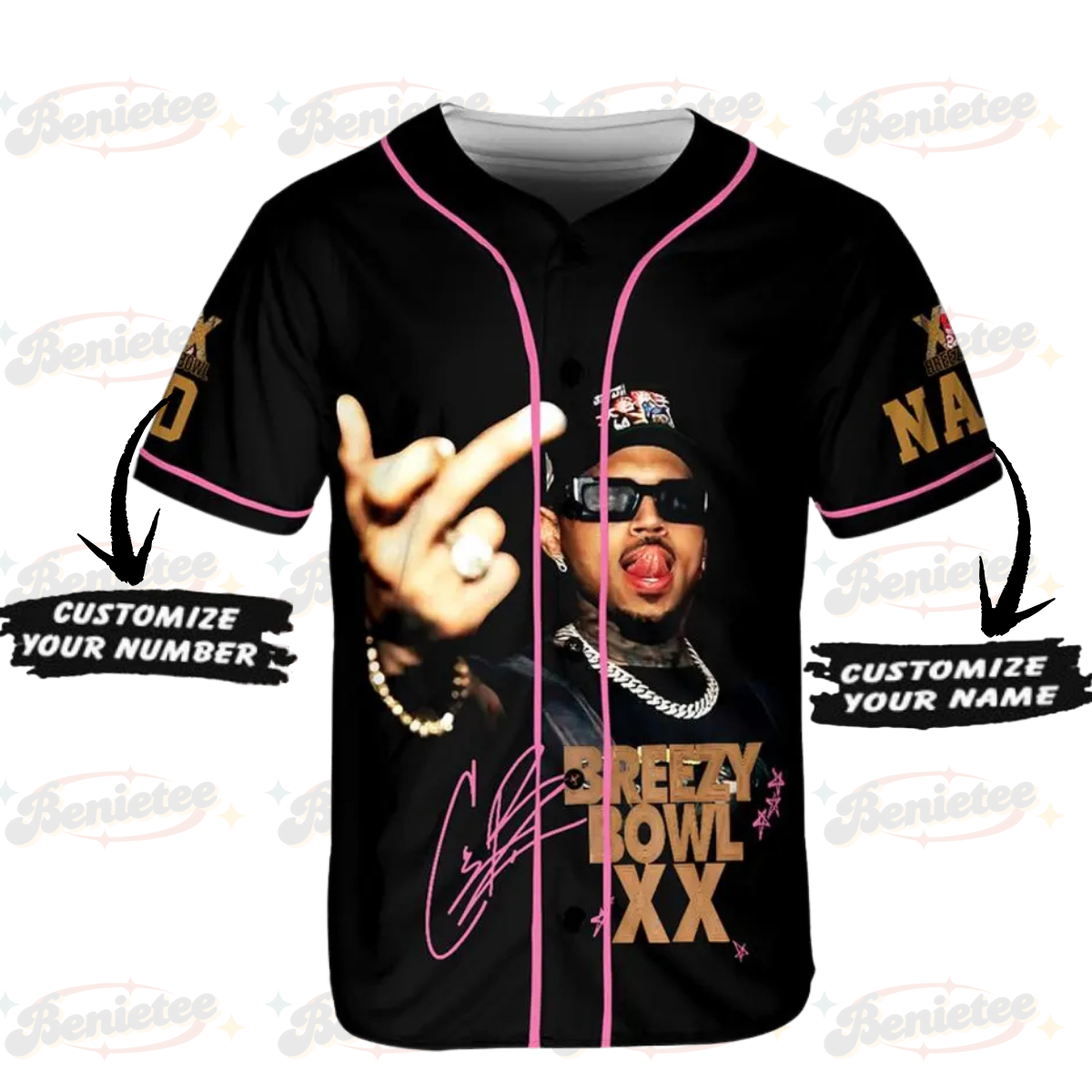 Custom Chris Brown Tour Jersey, Breezy Bowl XX 2025 Baseball Shirt - Image 2