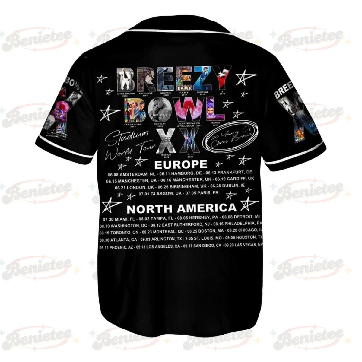 Chris Brown Tour Baseball Jersey, Breezy Bowl XX Tour 2025 Baseball Jersey - Image 3