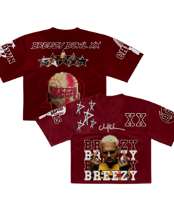 Alternative view of Chris Brown Croptop Mesh Football, R&B Concert Merch Brown Breezy Bowl XX Tour 2025 Jersey For Girl Fans Gift