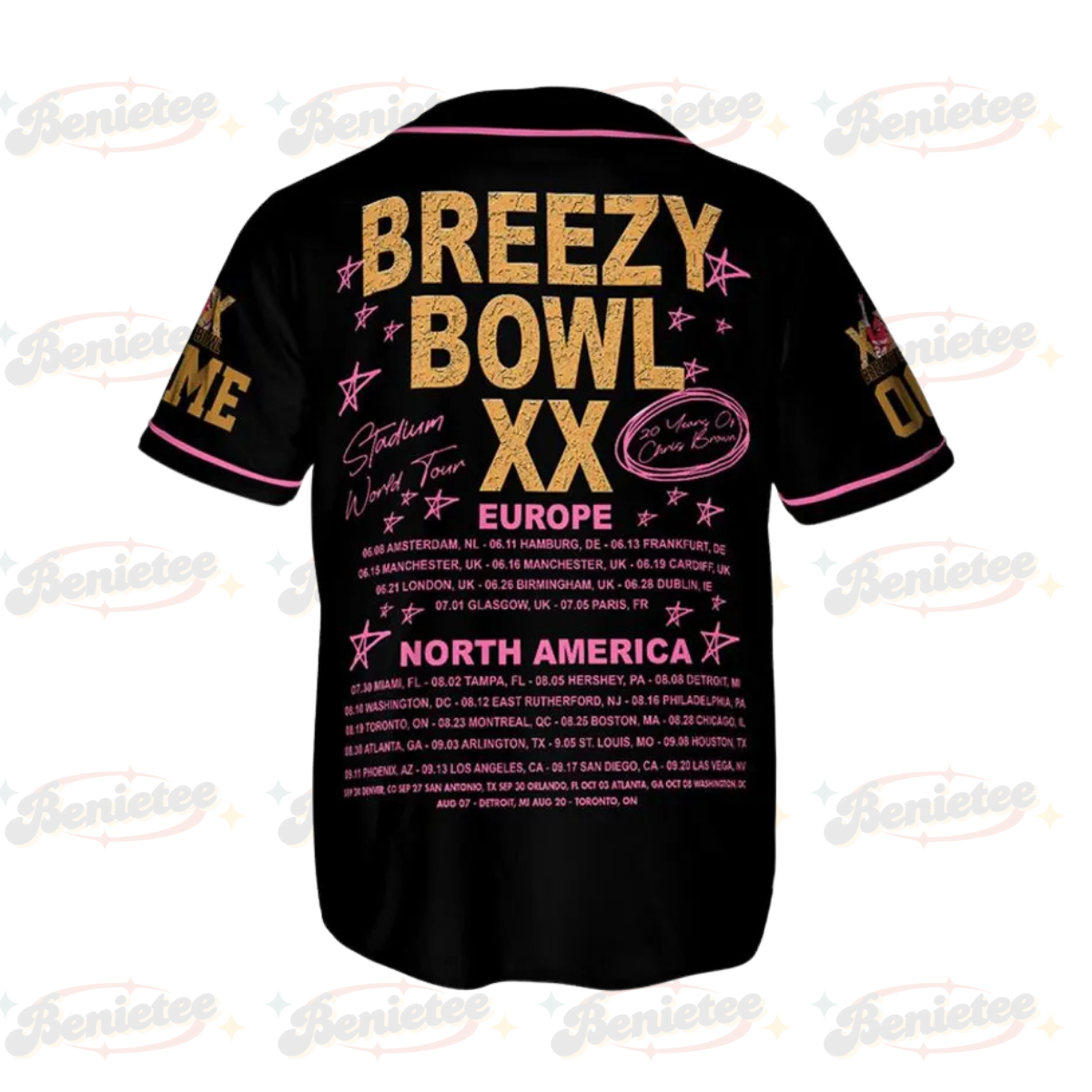 Custom Chris Brown Tour Jersey, Breezy Bowl XX 2025 Baseball Shirt - Image 3