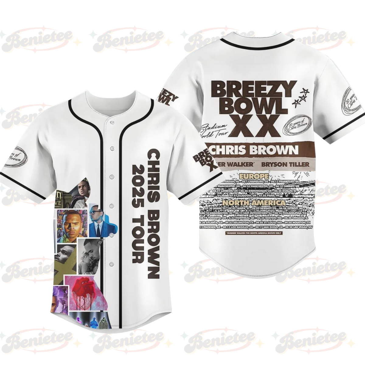 Chris Brown Tour Baseball Jersey, Breezy Bowl XX Tour 2025 Baseball Jersey