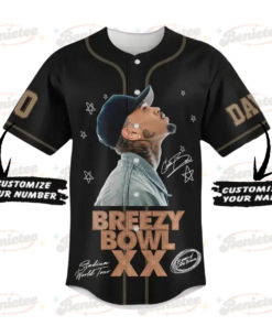 Alternative view of Custom Chris Brown Tour Baseball Jersey, Breezy Bowl XX Tour 2025 Baseball Jersey