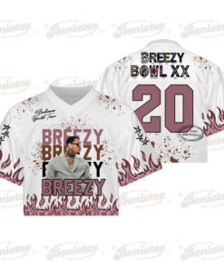 Custom Chris Brown Croptop Mesh Football, Breezy Bowl Tour 2025 Croptop Mesh Football