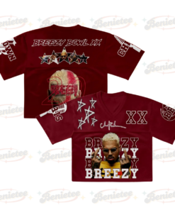 Chris Brown Croptop Mesh Football, R&B Concert Merch Brown Breezy Bowl XX Tour 2025 Jersey For Girl Fans Gift