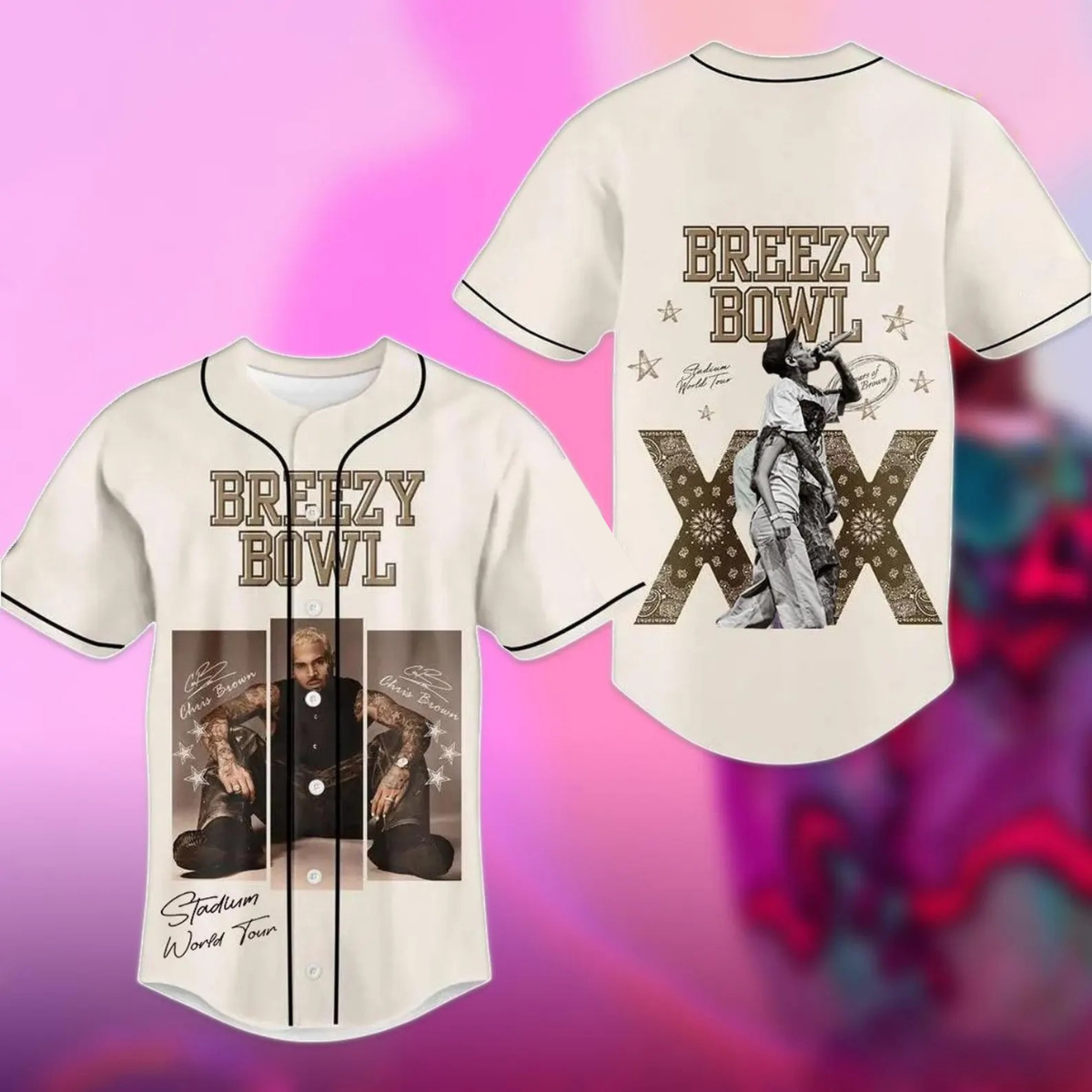 Chris Brown Tour Baseball Jersey, Breezy Bowl XX Tour 2025 Baseball Jersey - Image 2