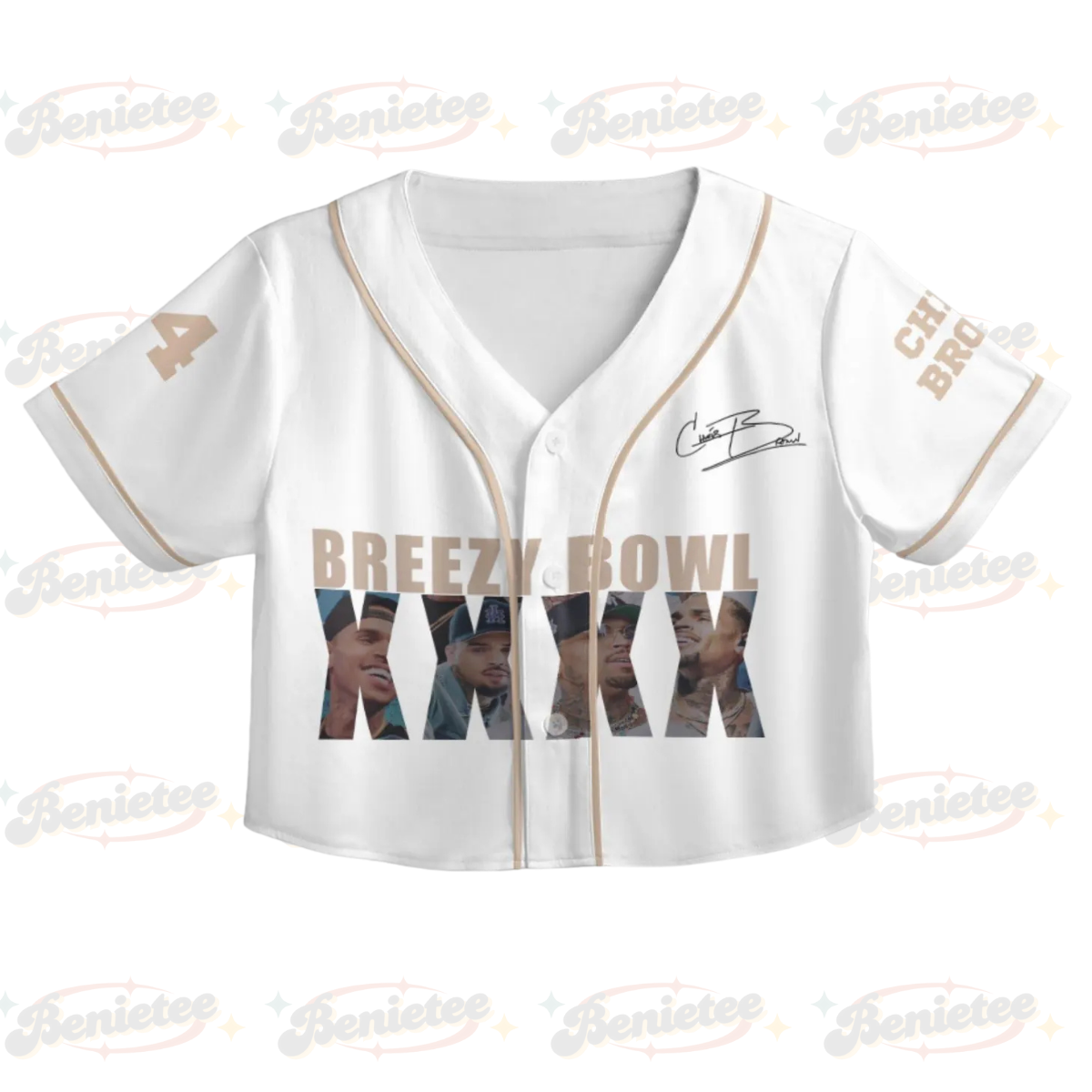 Custom Chris Brown CropTop Baseball Jersey, Breezy Bowl XX Music Tour 2025 CropTop Baseball Jersey - Image 3