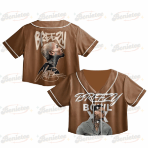 Chris Brown Croptop Baseball Jersey,  Chris Brown Tour 2025 Croptop Baseball Jersey
