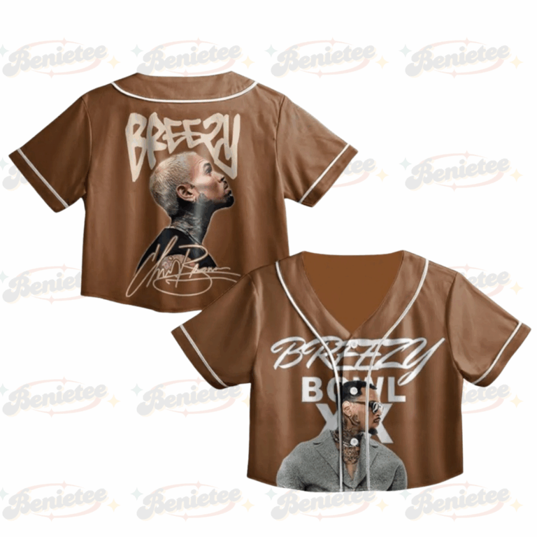 Chris Brown Croptop Baseball Jersey,  Chris Brown Tour 2025 Croptop Baseball Jersey